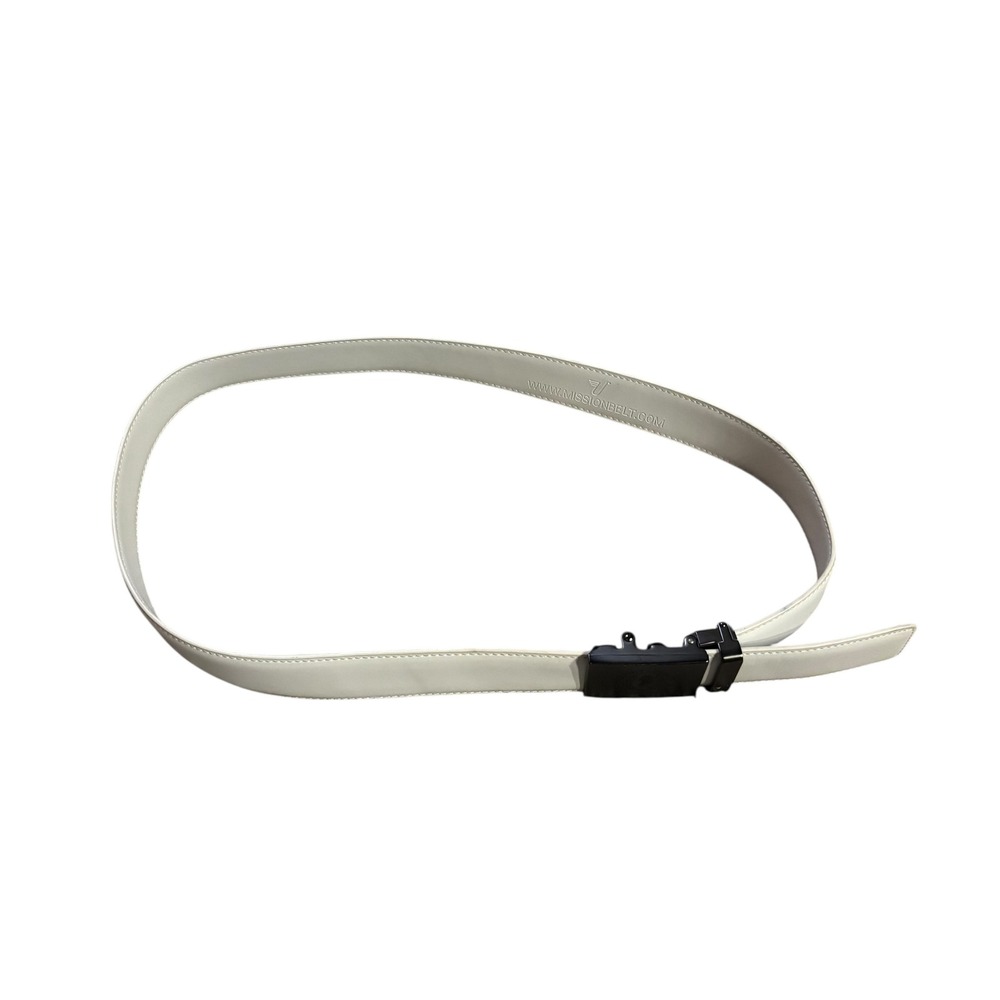 Mission Belt White‎ Leather Ratchet Belt Mount Vernon Country Club Mens 30